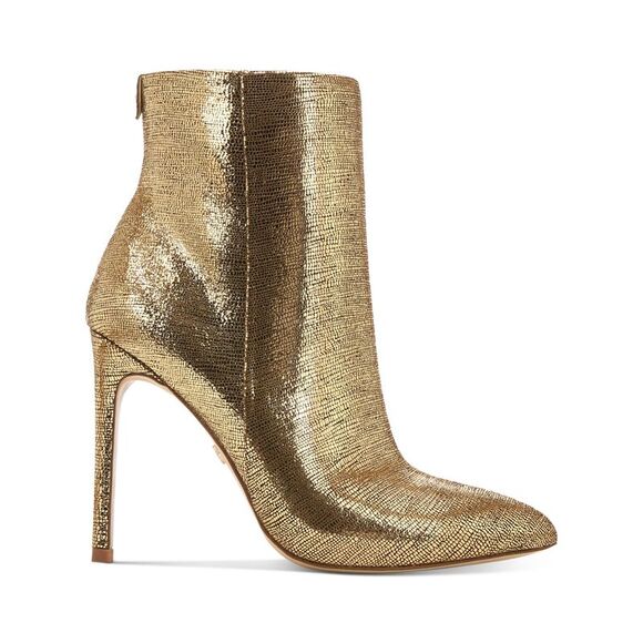 SAM EDELMAN Womens Gold Wrenley Pointed Toe Stiletto Leather Booties 6.5 M - Picture 2 of 4